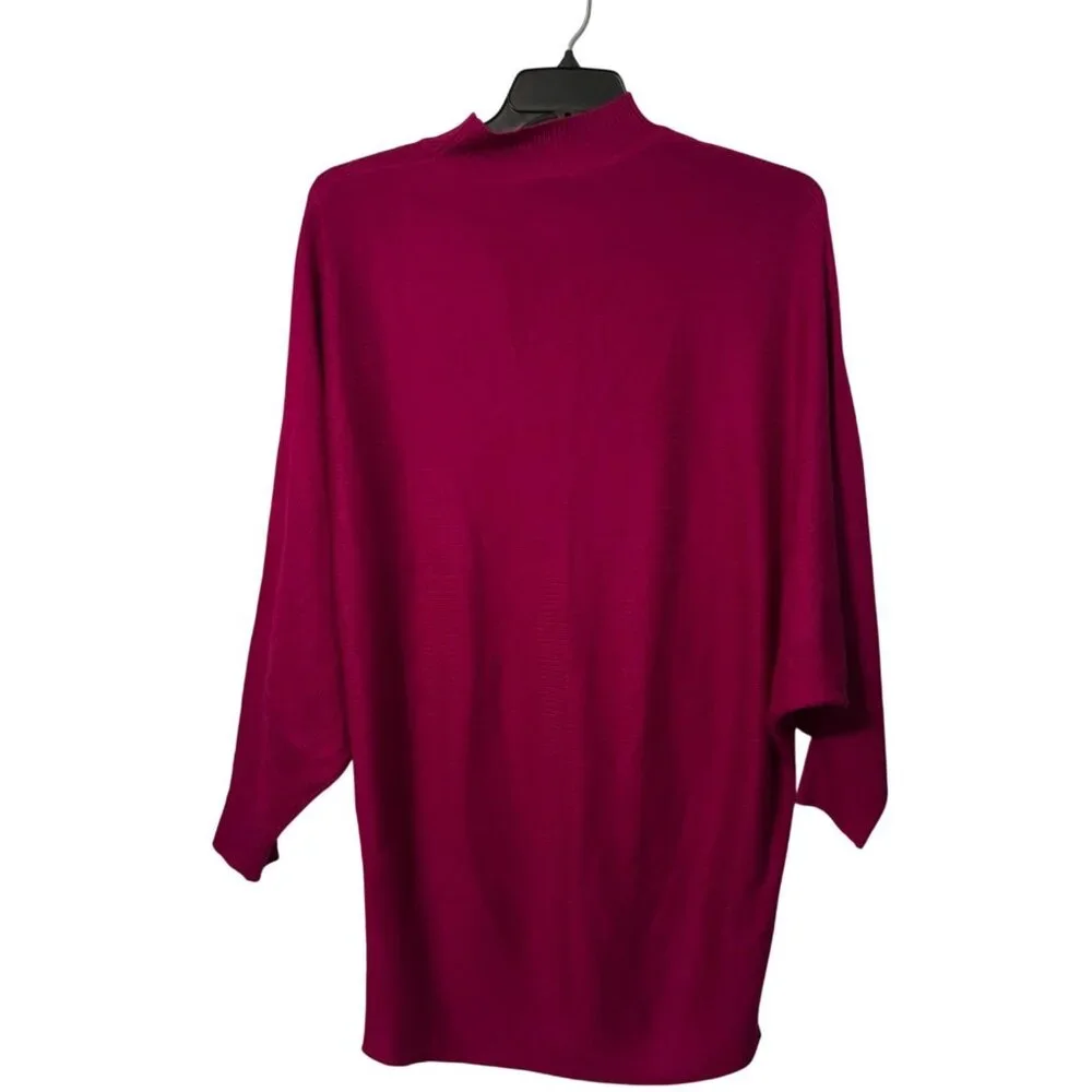 Magenta Mock Neck Batwing Sleeve Knit Dress By Before You Size S 100% Acrylic dr - Picture 11 of 12